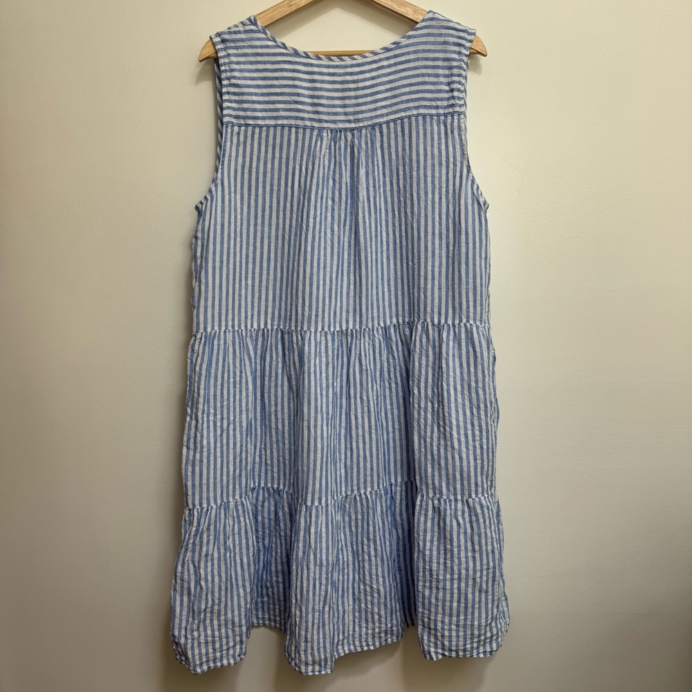 Talbots 100% Linen Striped Tiered Swing Dress XL - Picture 7 of 12